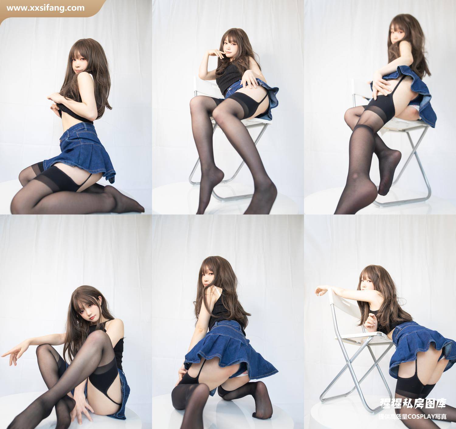 [图片2]-神沢永莉写真集《黑色毛衣吊带+牛仔裙吊带黑丝》高清套图下载[22P]插图-猩猩私房