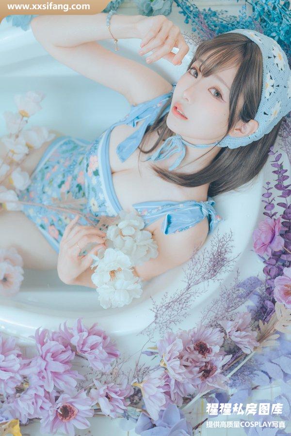 ElyEE子写真集《2023.D-復古水藍花 Vintage Aqua Blossom》高清套图下载[38P]